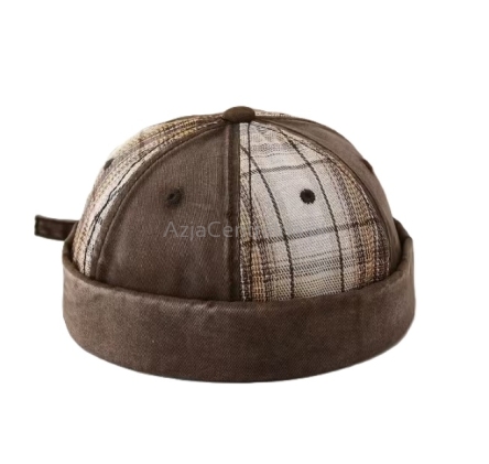 Dokerka czapka Jeansowa Brązowa vintage 55-60cm