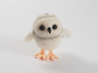 Biała sowa filcowana z wełny merynosów