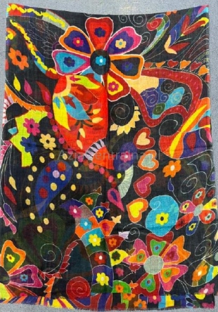 Damski szal wełniany kolorowy merino print Paisley