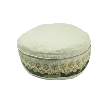 Męska czapka letnia krymka lniana z jutową taśmą