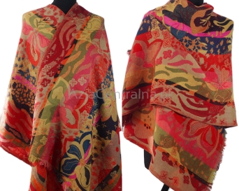 Szal wełniany merynosów boho etno kolorowy