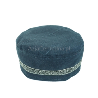 Krymka męska czapka lniana granatowa