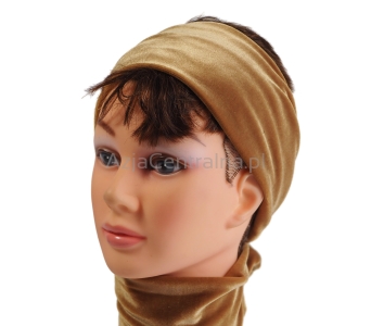 Szeroka welurowa opaska do włosów ZŁOTA