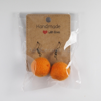 Kolczyki filcowe z wełny merino Pomarańcza