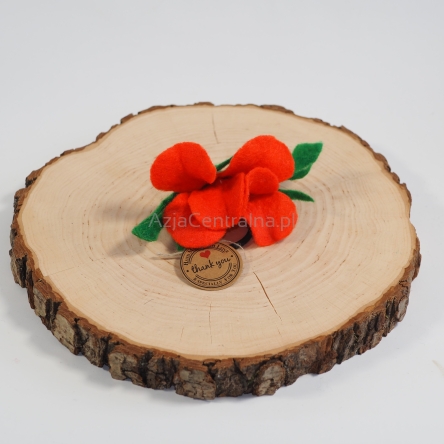 Gumka do włosów pomarańczowym kwiatem filcowym