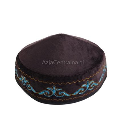 Kazachska męska czapka krymka haftowana Brązowa (59cm)