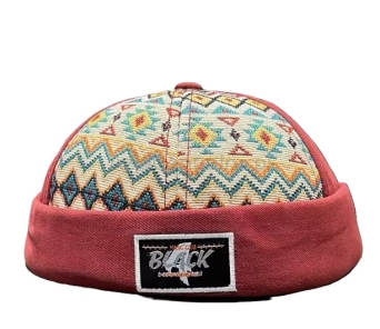Dokerka czapka męska BORDOWA ETNICZNA 56-62cm