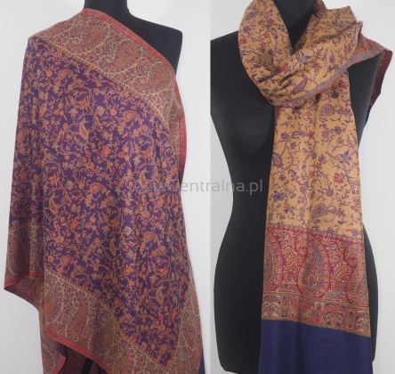 Damsko męski szal Praisley z wełny merynosów Indygo