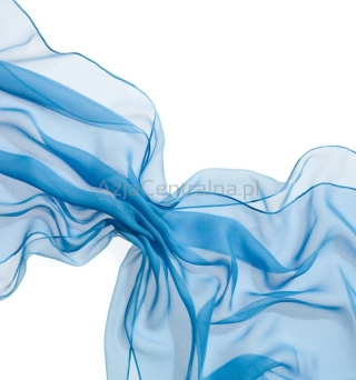 Szal jedwabny szyfon NIEBIESKI 180x55cm 100% jedwab