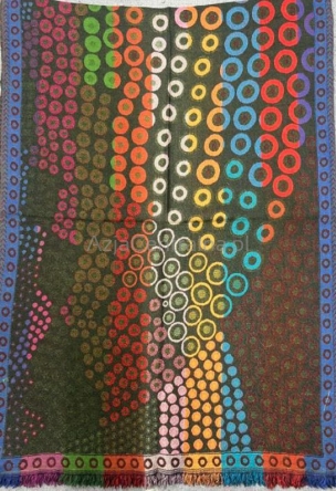 Damski szal wełniany dwustronny Kolorowy w kuleczki