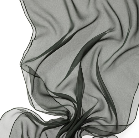 Szal jedwabny szyfon ZIELONY LAS 180x55cm 100% jedwab