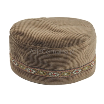 Krymka czapka męska mycka brązowa klasyczna sztruksowa