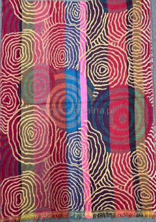 Damski szal z wełny merynosów kolorowy w kwiaty