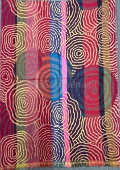 Damski szal z wełny merynosów kolorowy w kwiaty