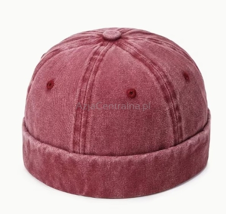 Dokerka czapka Jeansowa BORDOWA vintage 55-59cm