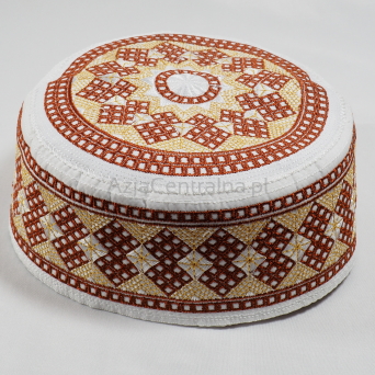 Krymka czapka cienka haftowana boho etno brązowa (53- 54cm)
