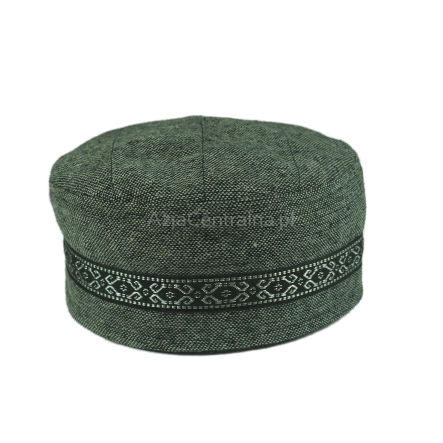 Krymka czapka męska szary melanż ze lnu z wełną