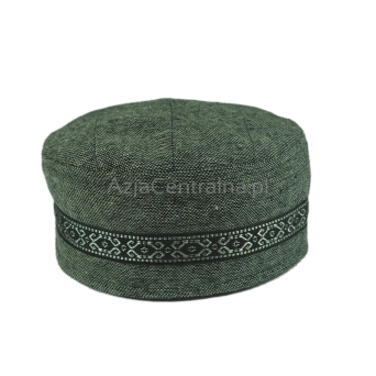 Krymka czapka męska szary melanż ze lnu z wełną