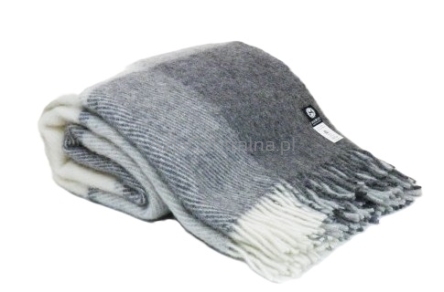 Wełniany klasyczny pled narzuta koc z wełny merynos 140x205 cm