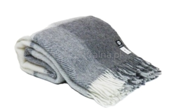 Wełniany klasyczny pled narzuta koc z wełny merynos 140x205 cm