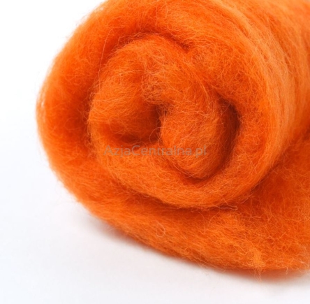 Wełna zgrzebna merynosów w błamie POMARAŃCZOWY #305