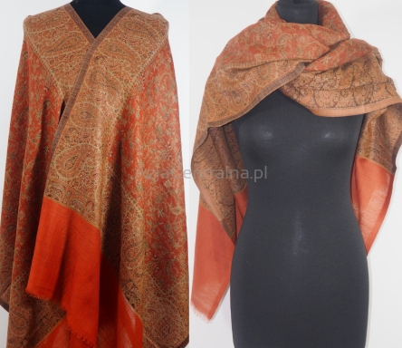 Damski męski szal Praisley dwustronny z wełny merynosów