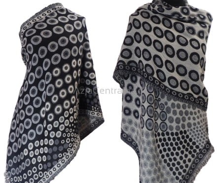 Elegancki wełniany szal dwustronny czarno biały