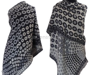 Elegancki wełniany szal dwustronny czarno biały