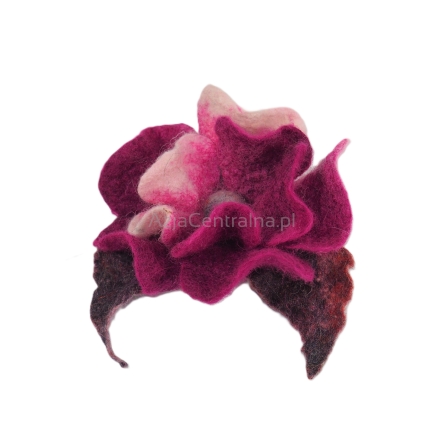 Broszka filcowa kwiat z wełny i jedwabiu