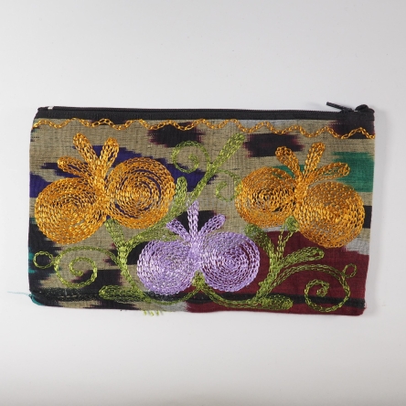 ikat kosmetyczka etui z haftem Suzani, Uzbekistan, Prezent dla Niej, dziewczyny, babci, mamy. AzjaCentralna.pl