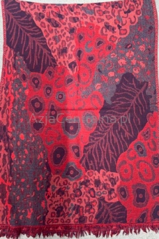 Damski szal z wełny merynosów Burgund wełniany