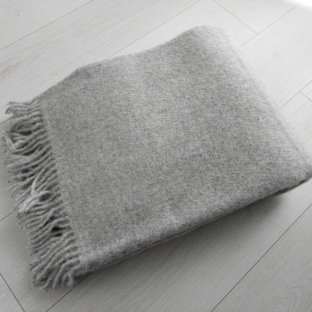Wełniany pled narzuta koc z wełny merynos 140x205 cm Melanż Szary