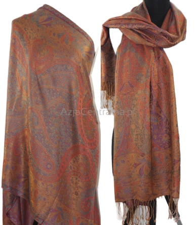 Damski dwustronny szal jedwabny wielokolorowy