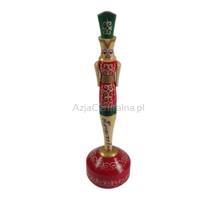 Długopis drewniany z podstawką - Kirgiz w tradycyjnym stroju i napisem Kyrgyzstan, czerwono-zielony.