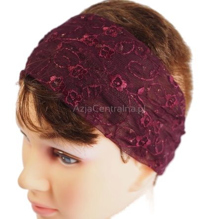 Damska koronkowa opaska do włosów BORDO