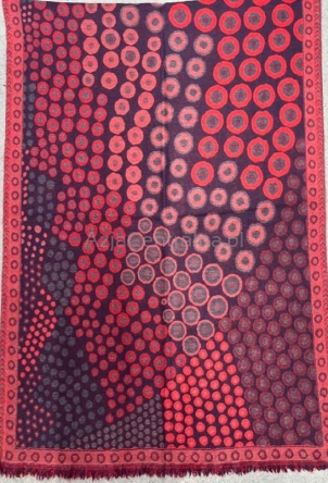 Damski szal wełniany dwustronny w kuleczki Burgund