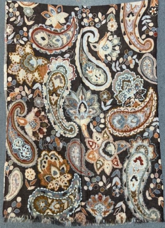 Damski szal wełniany merino wyszywany kwiecisty Paisley