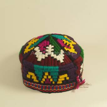 Uzbecka czapka dziecięca krymka tkany haft Vintage (53cm)
