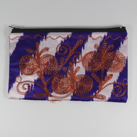 Atłas ikat kosmetyczka etui z haftem Suzani, Uzbekistan, Prezent dla Niej, dziewczyny, babci, mamy. AzjaCentralna.pl