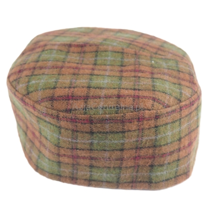 Krymka czapka męska w kratę - zielony brązowy