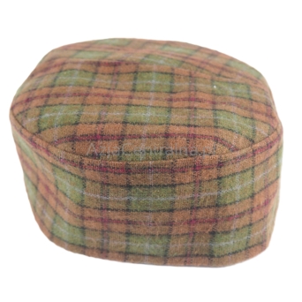 Krymka czapka męska w kratę - zielony brązowy