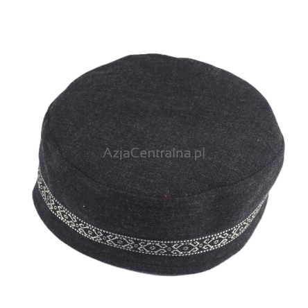 Męska czapka krymka mycka wełniana szaro czarny melanż