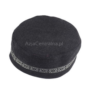 Męska czapka krymka mycka wełniana szaro czarny melanż