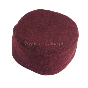 Krymka męska czapka len z wełną bordowa