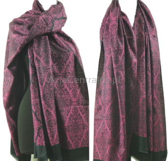 Damski szal etniczny czarno różowy fukcja
