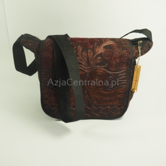 Torba brązowa z etnicznymi wzorami Suzani