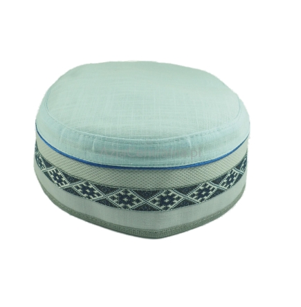 Letnia czapka męska krymka lniana jasnoniebieska