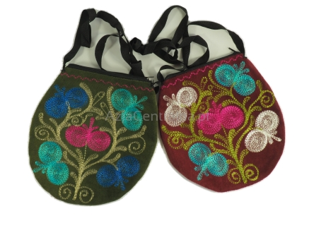 Listonoszka oliwkowa ze wzorami Suzani  pólokrągła