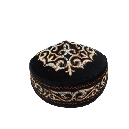 Kazachska krymka tubeteika czarna męska haftowana (58cm)
