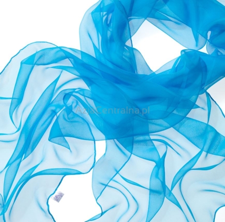 Damski szal jedwabny szyfonowy Turkusowy 180x55cm
